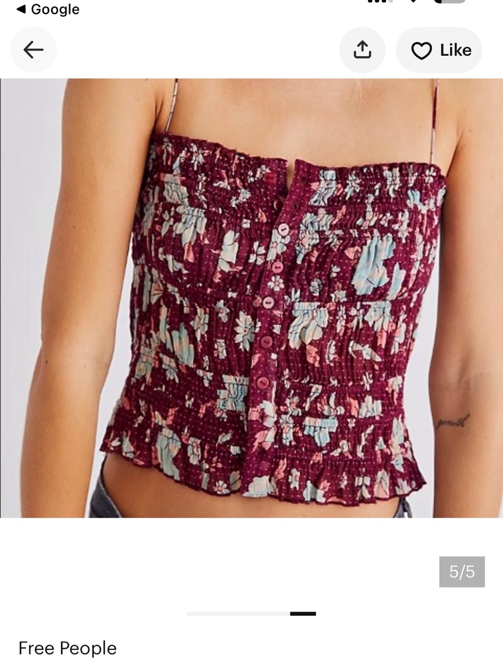 Free People Hand Printed Meridien Corset Top